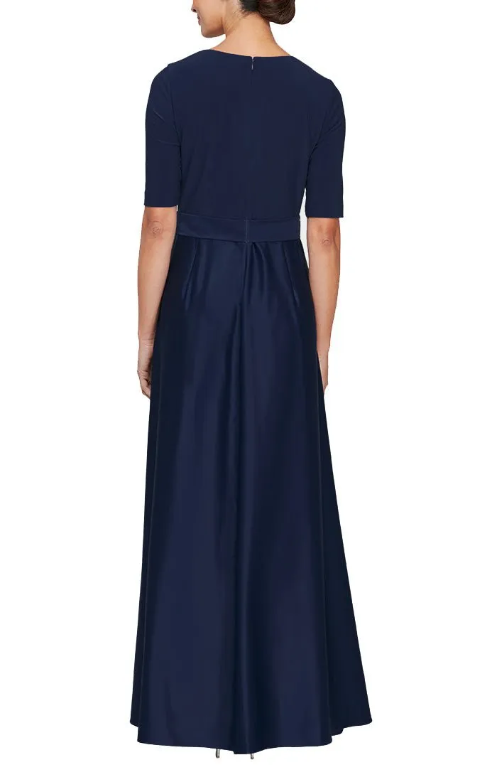 Surplice Neckline Ballgown with Full Satin Skirt & Jersey Bodice sold by Alex Evenings product image thumbnail 4