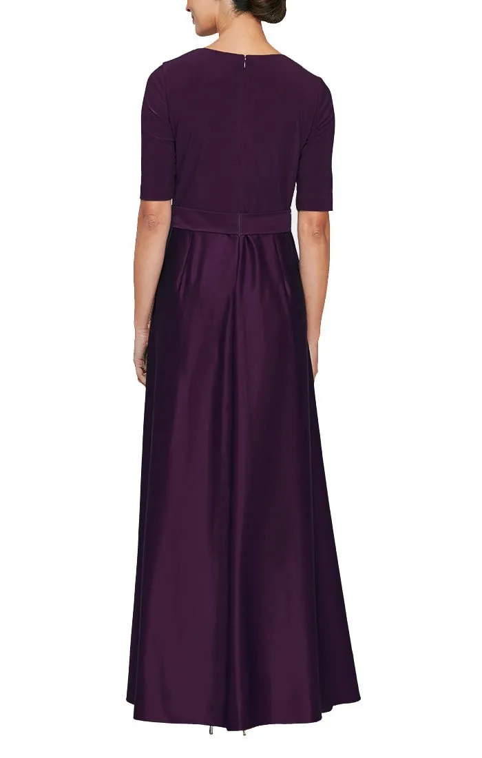 Surplice Neckline Ballgown with Full Satin Skirt & Jersey Bodice sold by Alex Evenings product image thumbnail 2