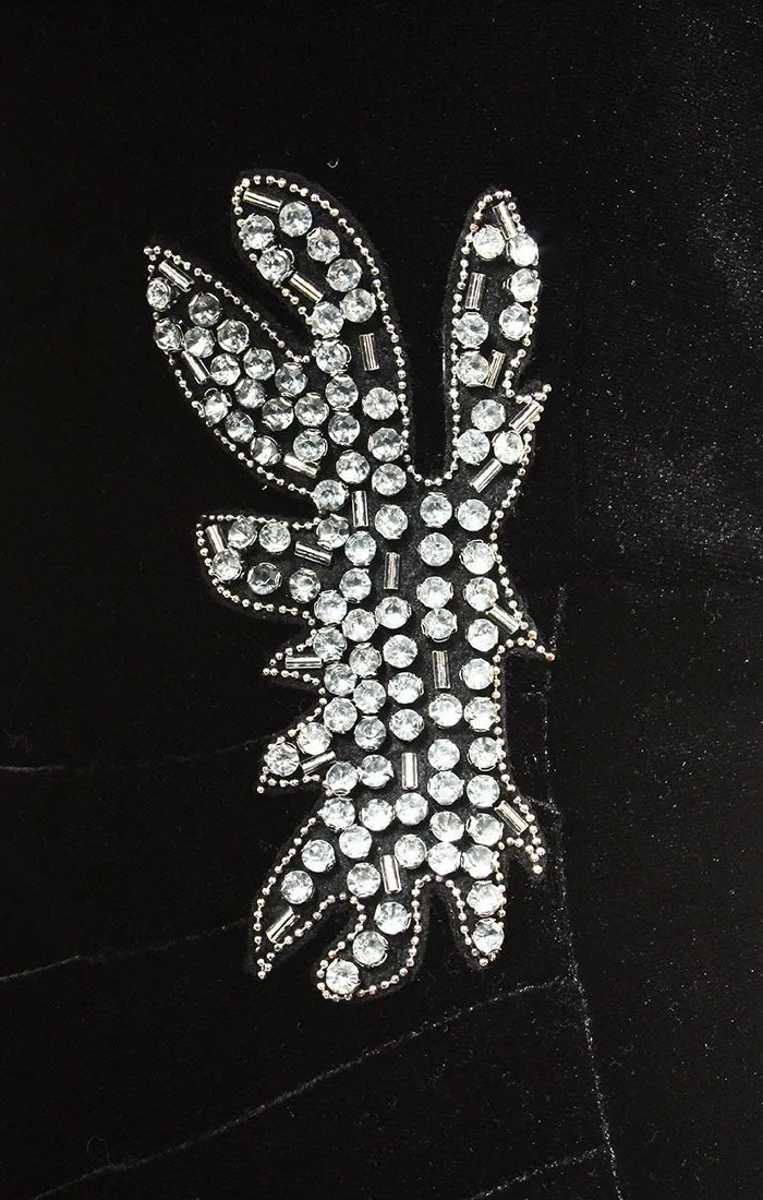 Regular - Halter Neck Velvet Dress with Illusion Inset Neckline, Beaded Hip & Front Slit sold by Alex Evenings product image thumbnail 3