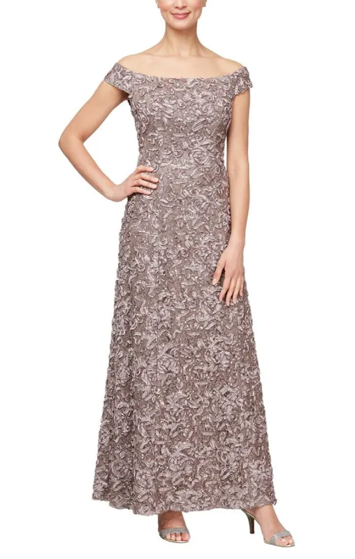 Petite - Off-the-Shoulder Soutache Dress sold by Alex Evenings