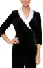 Plus 3/4 Sleeve Side Closure Velvet Blouse with Modified Peplum and Satin Collar sold by Alex Evenings