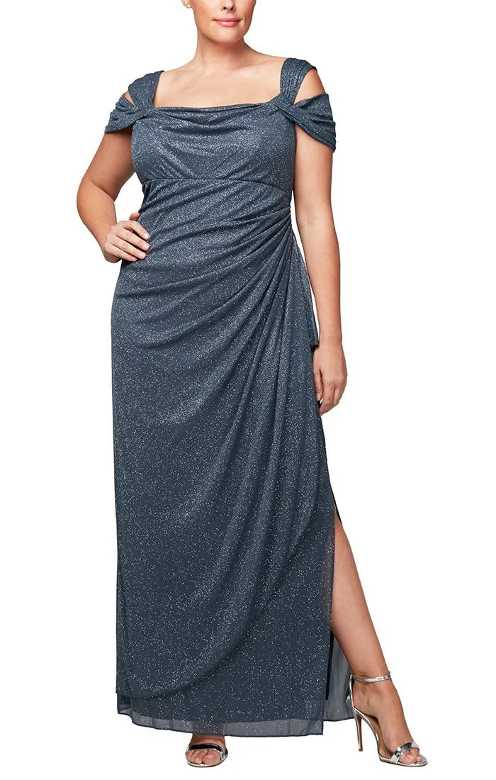 Hannah Glitter Mesh Gown sold by Alex Evenings