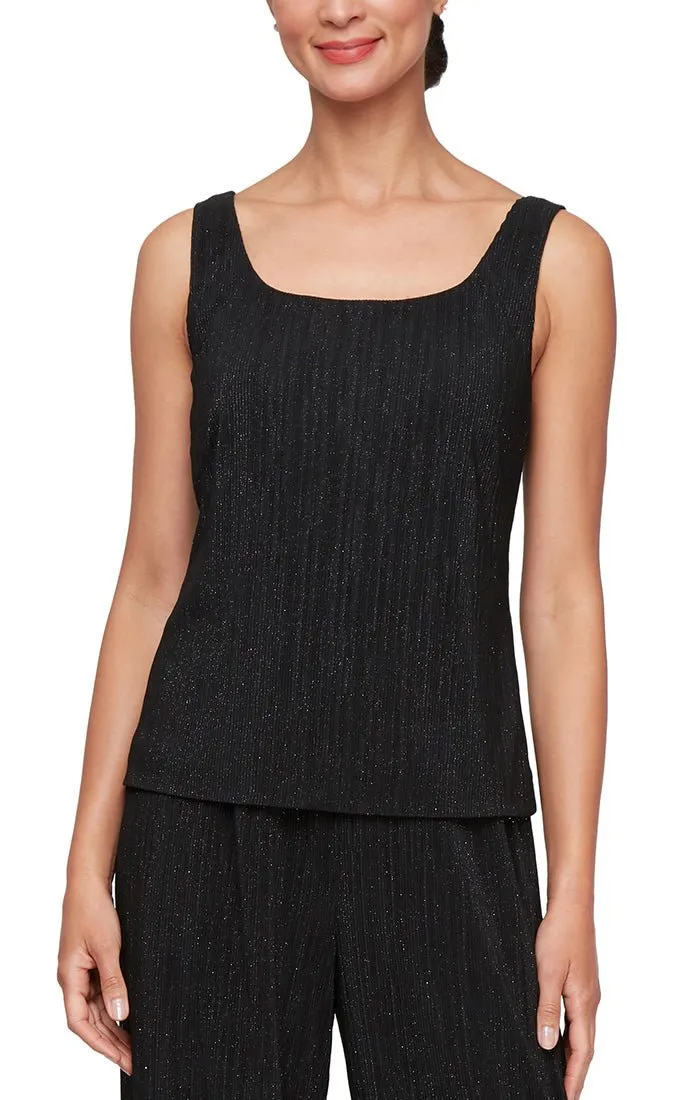 Plus - Glitter Knit Twinset with Scoop Neck Tank and Elongated Open Jacket sold by Alex Evenings product image thumbnail 2