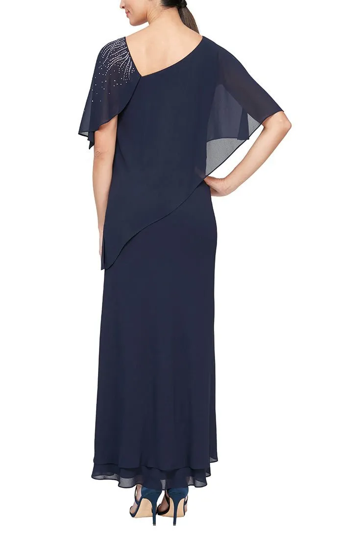 *Asymmetric Overlay Chiffon Gown with L-Shaped Neckline sold by Alex Evenings product image thumbnail 2