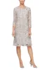 Petite - Embroidered Mock Jacket Dress with Illusion Sleeves & Scallop Detail sold by Alex Evenings