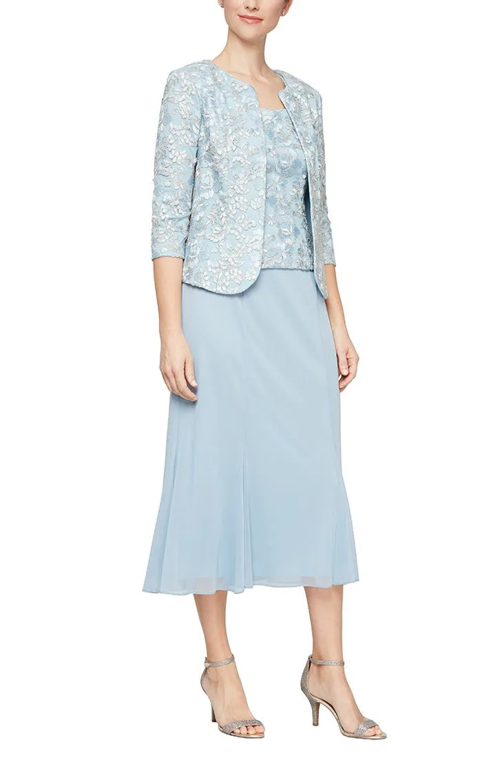 Regular - Tea-Length Jacket Dress with Corded Detail Bodice & Jacket sold by Alex Evenings