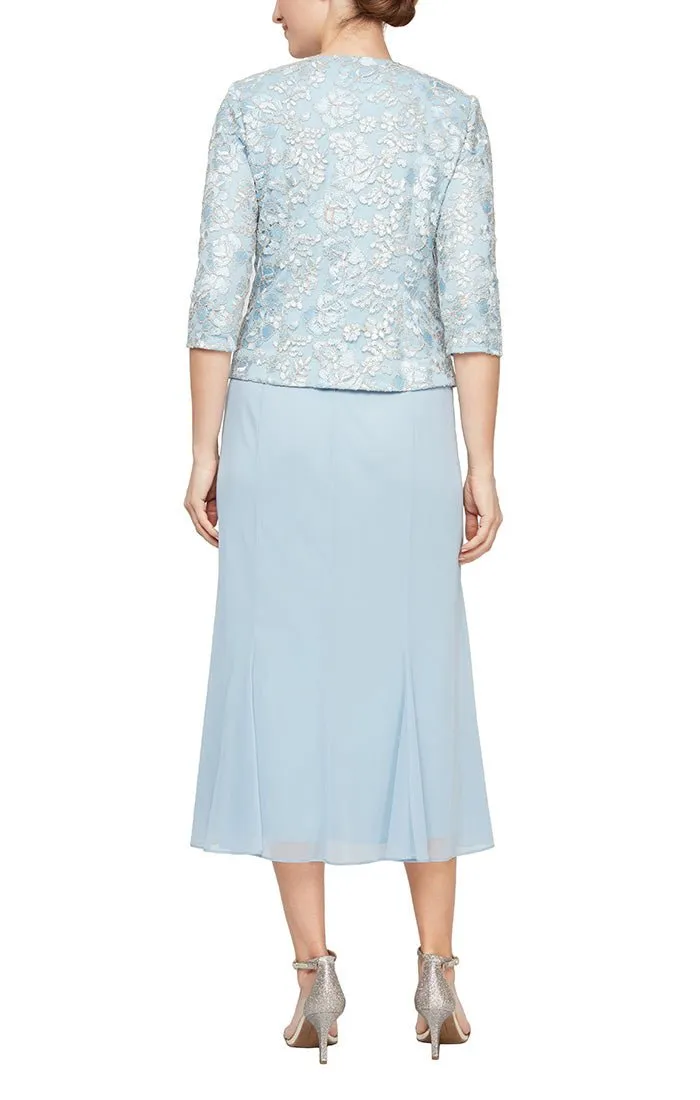 Regular - Tea-Length Jacket Dress with Corded Detail Bodice & Jacket sold by Alex Evenings product image thumbnail 3