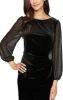3/4 Sleeve Velvet Blouse with Embellished Ruched Waist Detail & Illusion Sleeves sold by Alex Evenings