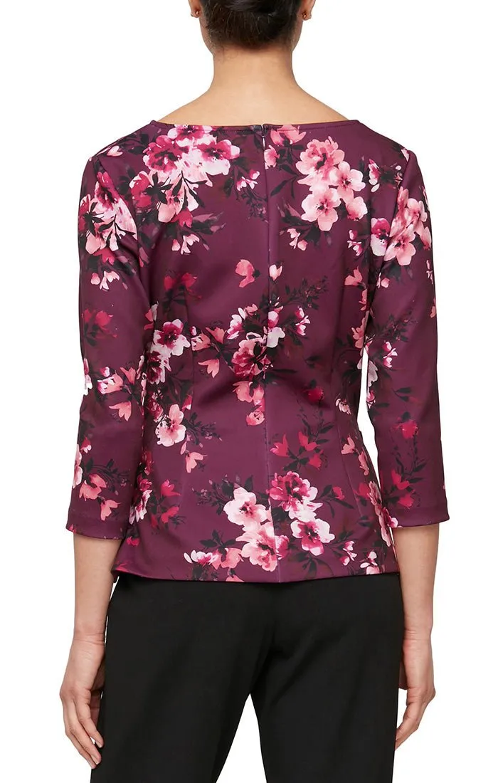 Regular - Printed Surplice Neckline Crepe Blouse with 3/4 Sleeves sold by Alex Evenings product image thumbnail 2
