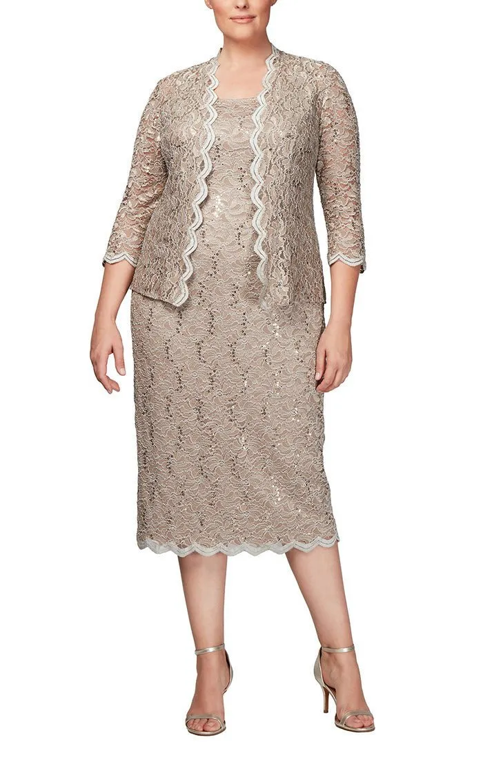 Plus - Sheath Sequin Lace Jacket Dress sold by Alex Evenings
