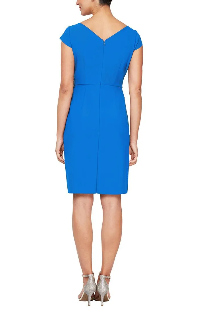 Regular - Sheath Compression Dress with Surplice Neckline and Cascade Skirt Detail sold by Alex Evenings product image thumbnail 2