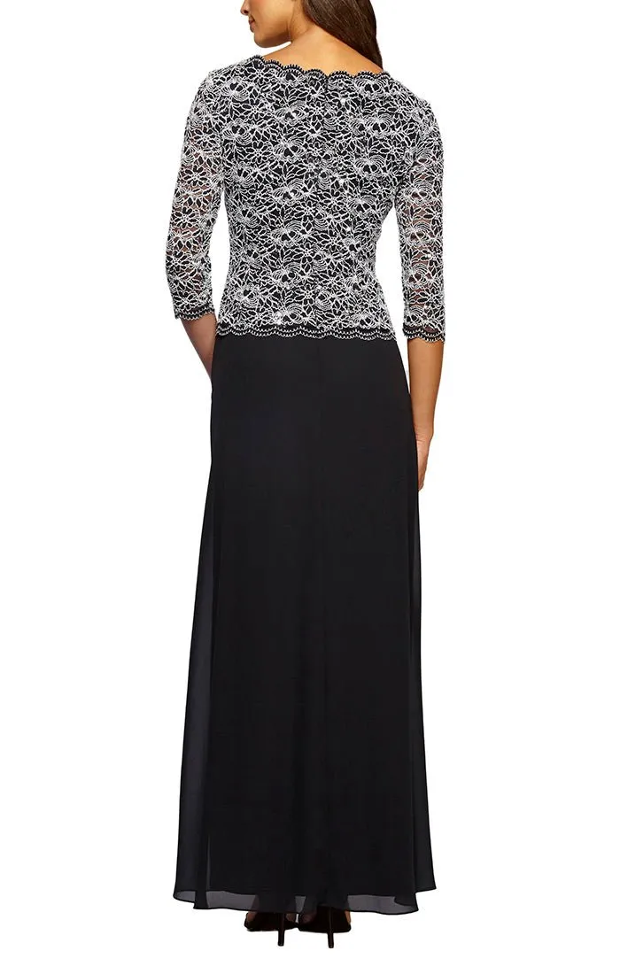 Lace & Chiffon Gown with Scalloped Hem Detail sold by Alex Evenings product image thumbnail 2