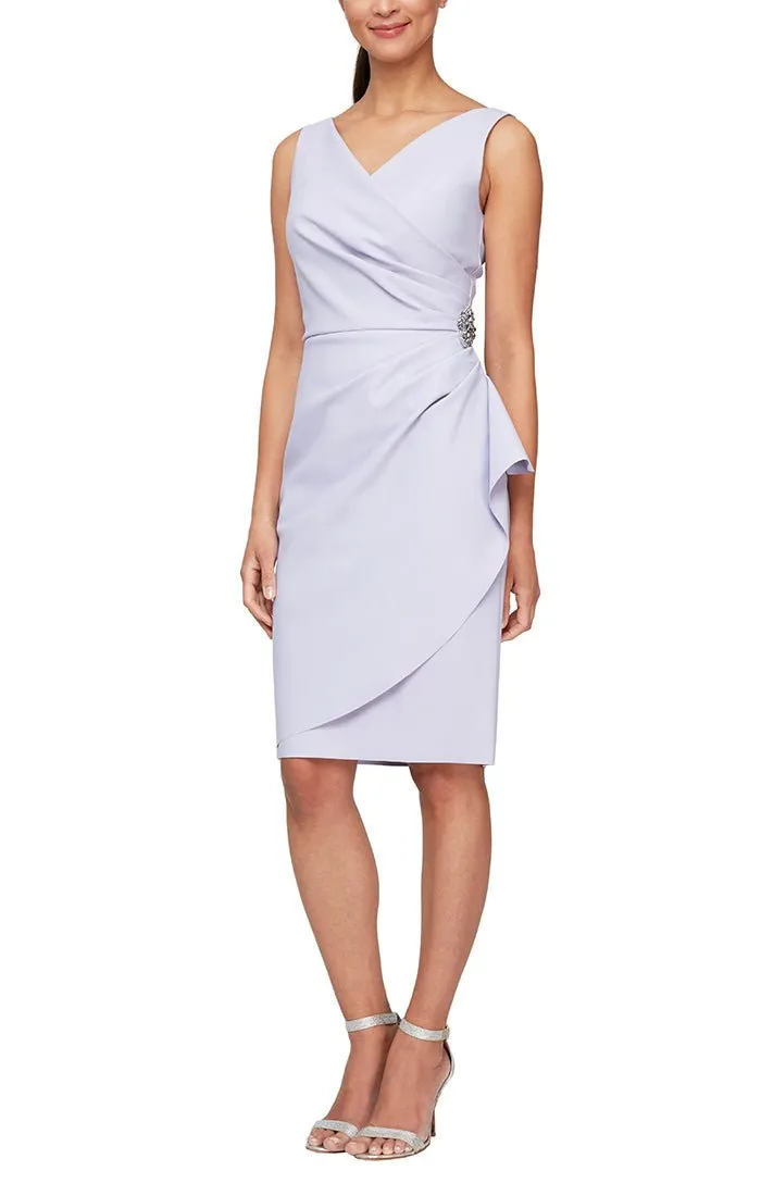 Compression Short Cocktail Dress with Ruffle Skirt & Beaded Detail at Hip sold by Alex Evenings product image thumbnail 5