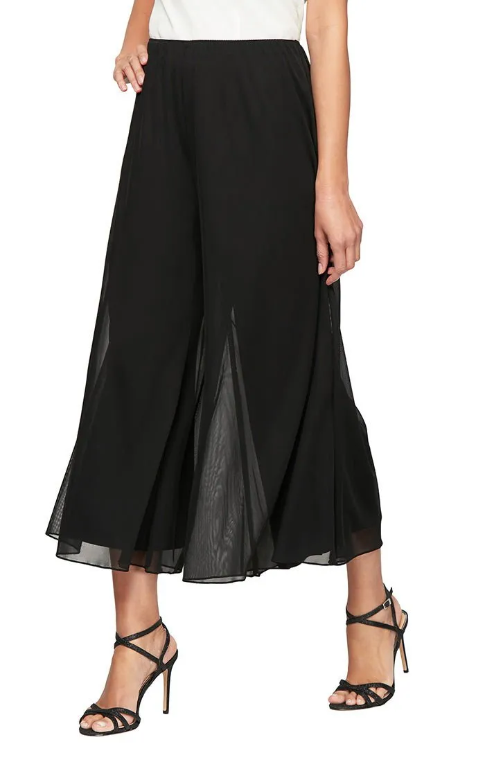 Petite Wide Leg Cropped Length Mesh Pant sold by Alex Evenings