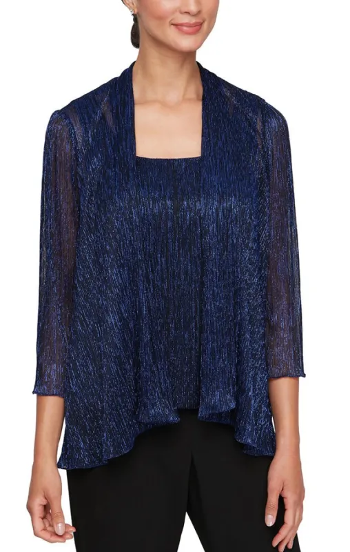 Plus 3/4 Sleeve Scoop Neck Twinset with Open Foldover Detail Jacket sold by Alex Evenings