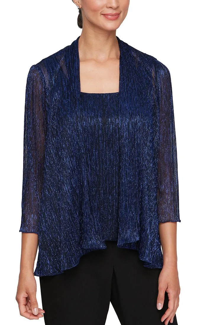 Plus - 3/4 Sleeve Scoop Neck Twinset with Open Foldover Detail Jacket sold by Alex Evenings