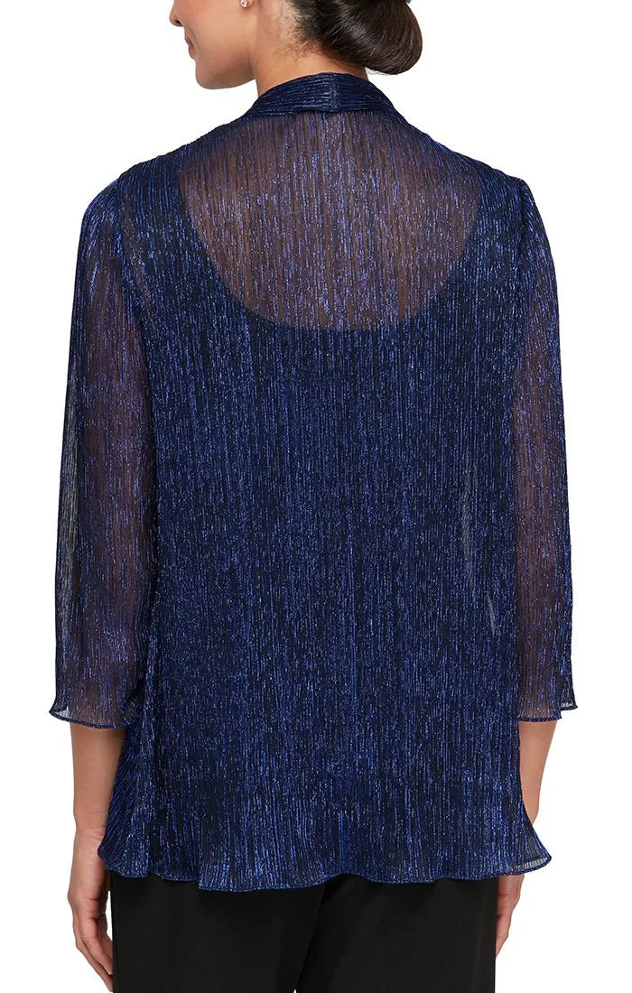 Plus - 3/4 Sleeve Scoop Neck Twinset with Open Foldover Detail Jacket sold by Alex Evenings product image thumbnail 2
