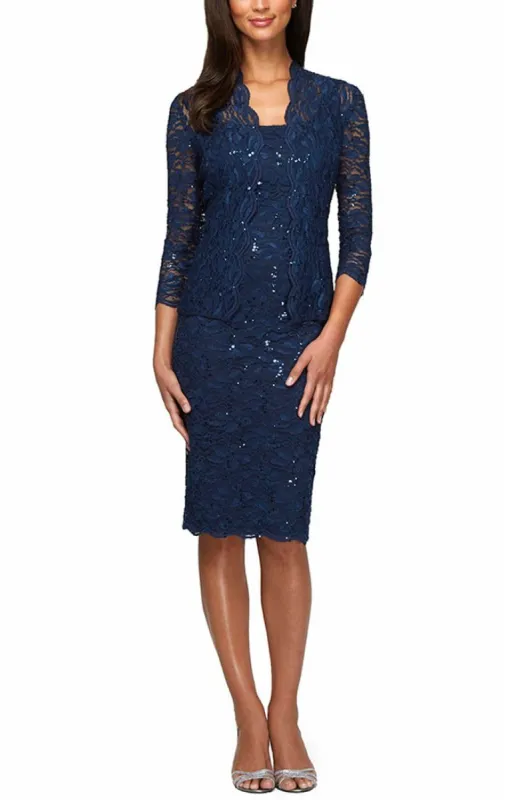 Regular - Sheath Sequin Lace Jacket Dress sold by Alex Evenings