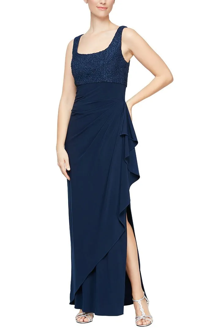 Petite - Empire Waist Bolero Jacket Dress with Open Jacket, Scoop Neck Bodice and Cascade Detail Skirt sold by Alex Evenings product image thumbnail 5