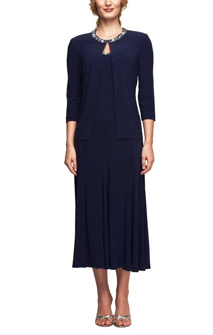 Regular - Matte Jersey Jacket Dress with Sequin Beaded Trim sold by Alex Evenings