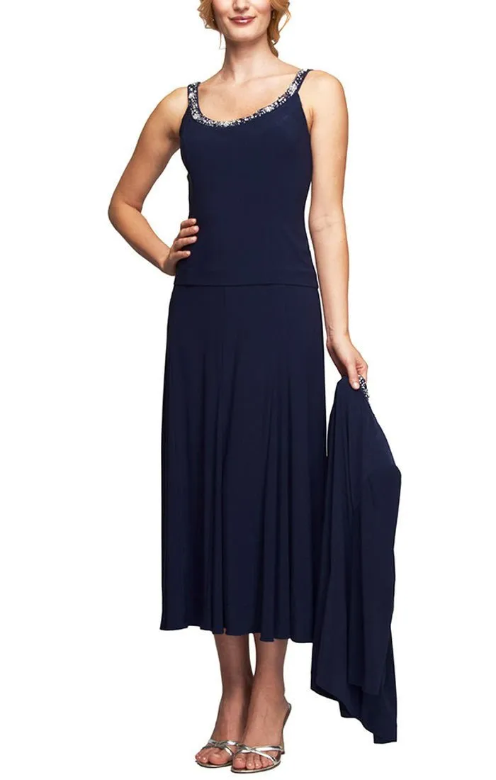 Regular - Matte Jersey Jacket Dress with Sequin Beaded Trim sold by Alex Evenings product image thumbnail 2