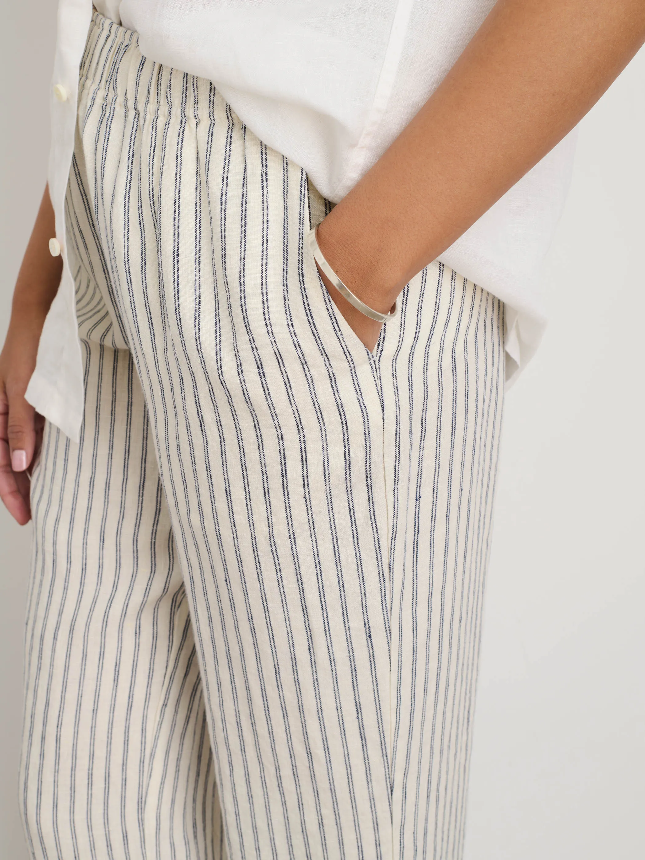 Angelina Pant in Double Stripe Linen sold by Alex Mill product image thumbnail 4
