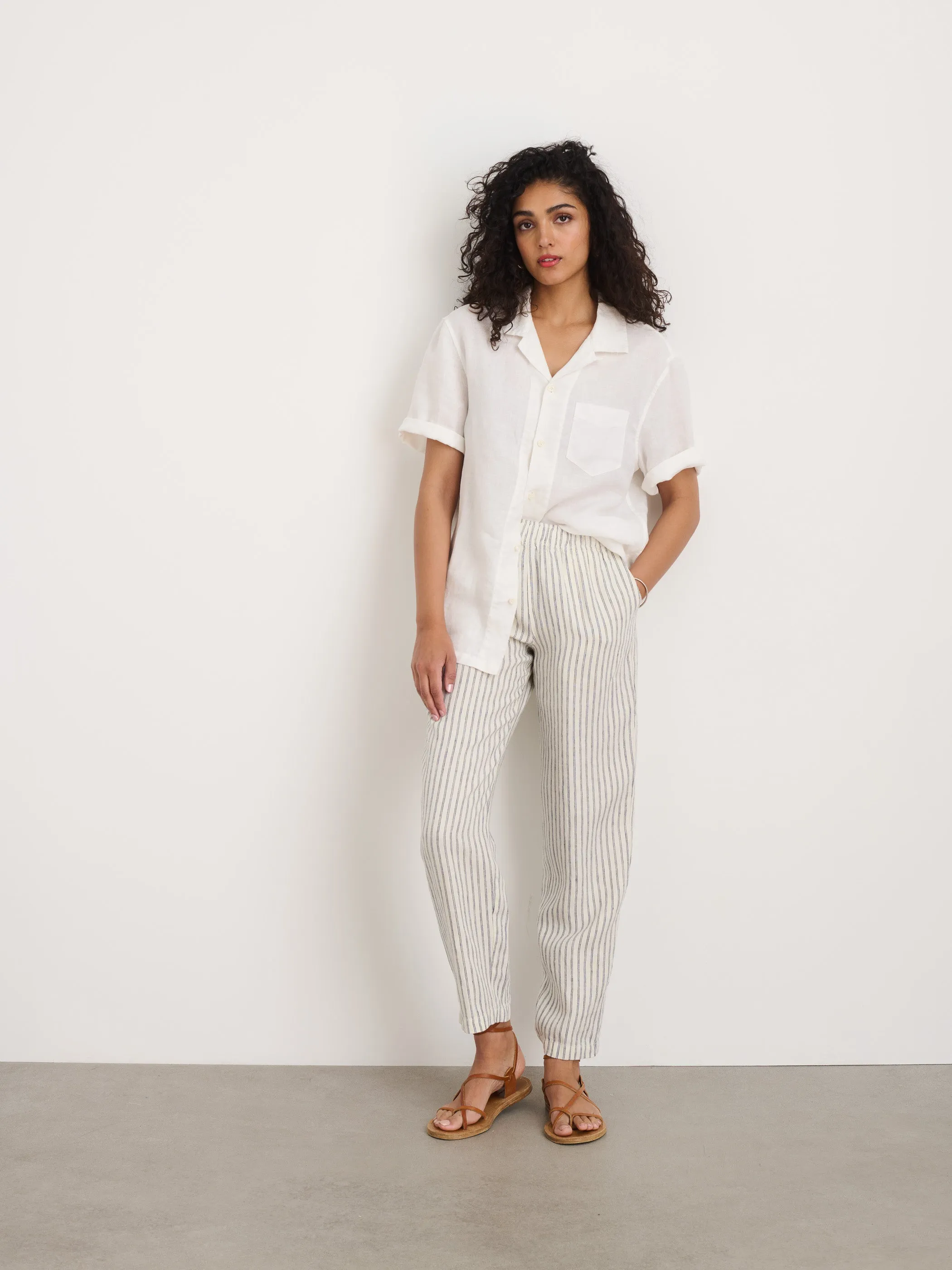 Angelina Pant in Double Stripe Linen sold by Alex Mill product image thumbnail 2