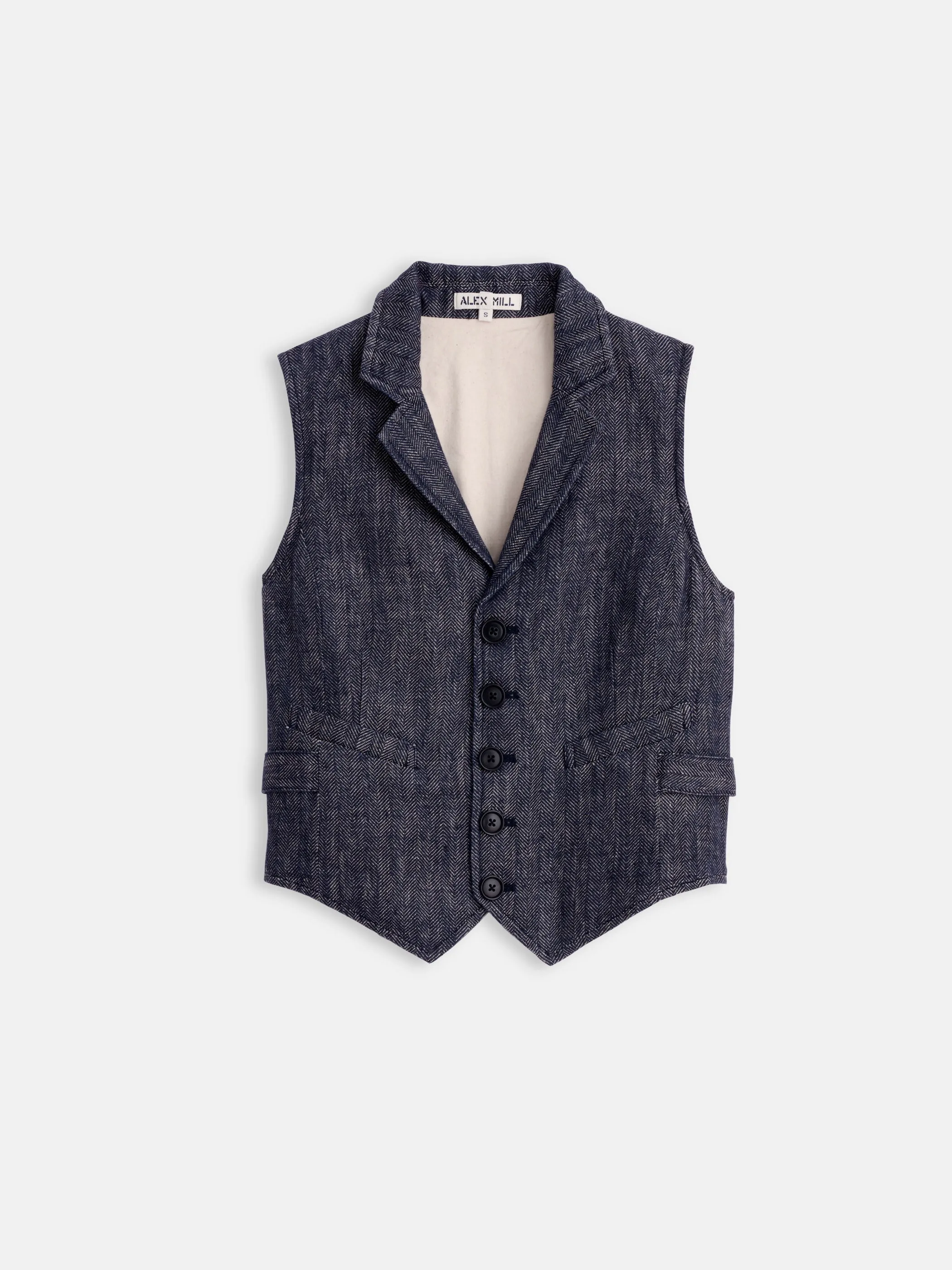 Suitish Vest in Linen Herringbone sold by Alex Mill