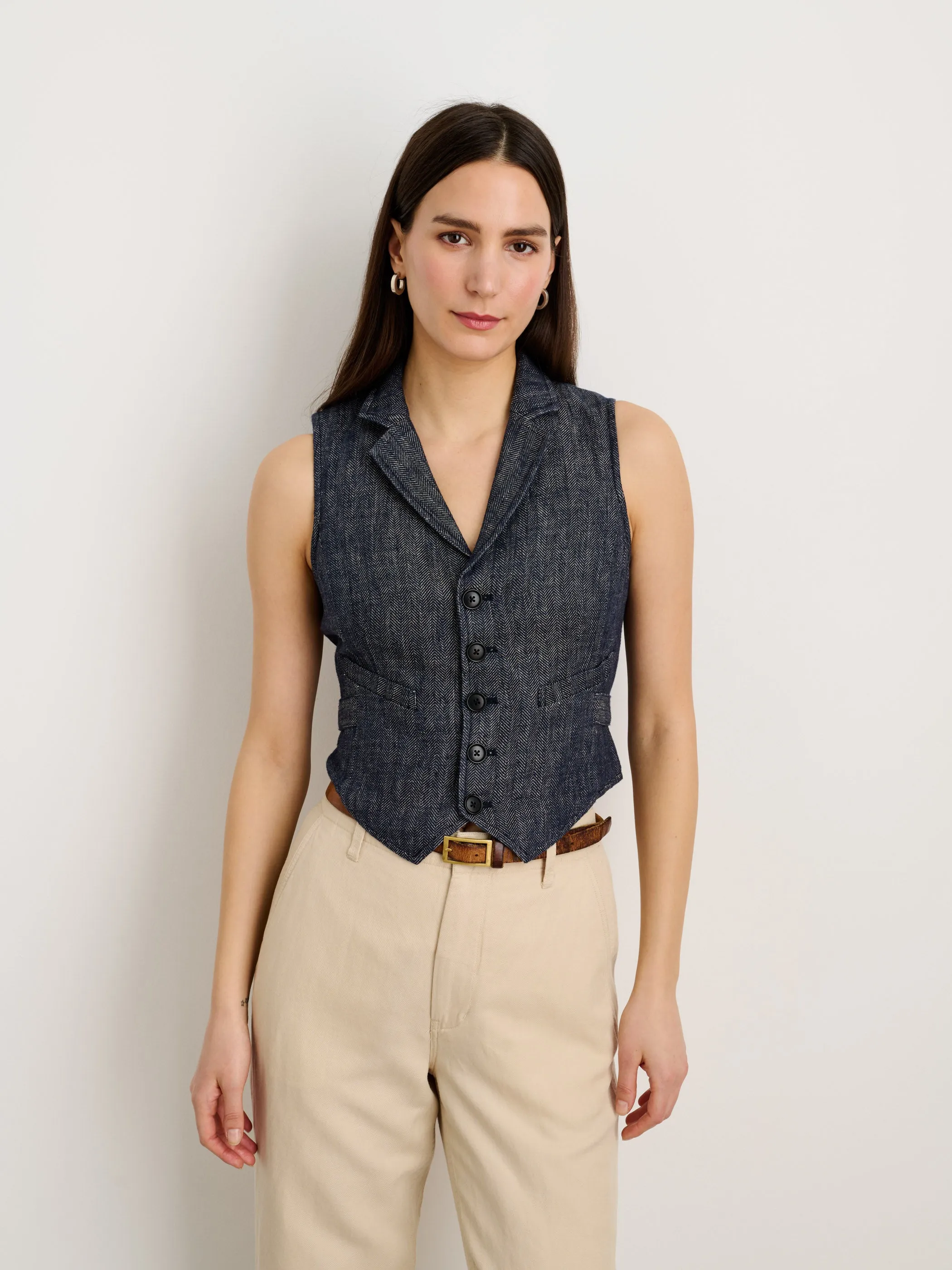 Suitish Vest in Linen Herringbone sold by Alex Mill product image thumbnail 3