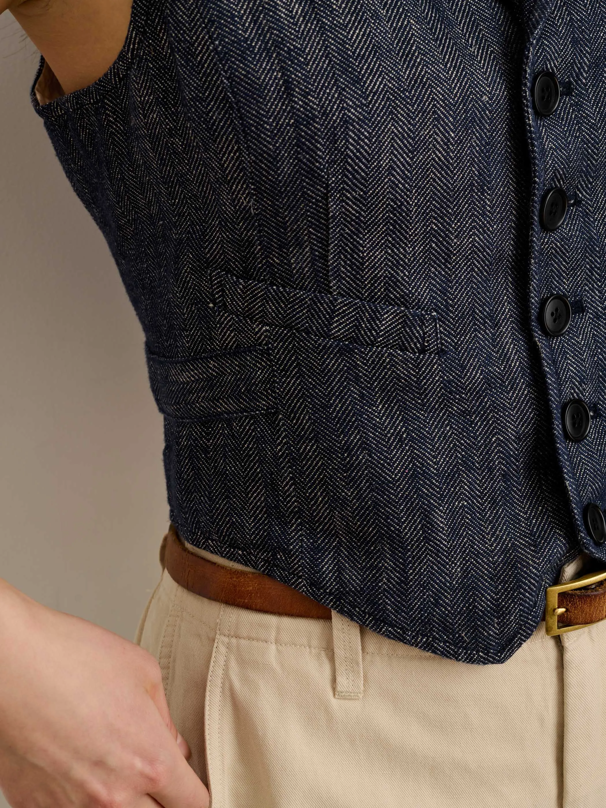 Suitish Vest in Linen Herringbone sold by Alex Mill product image thumbnail 5