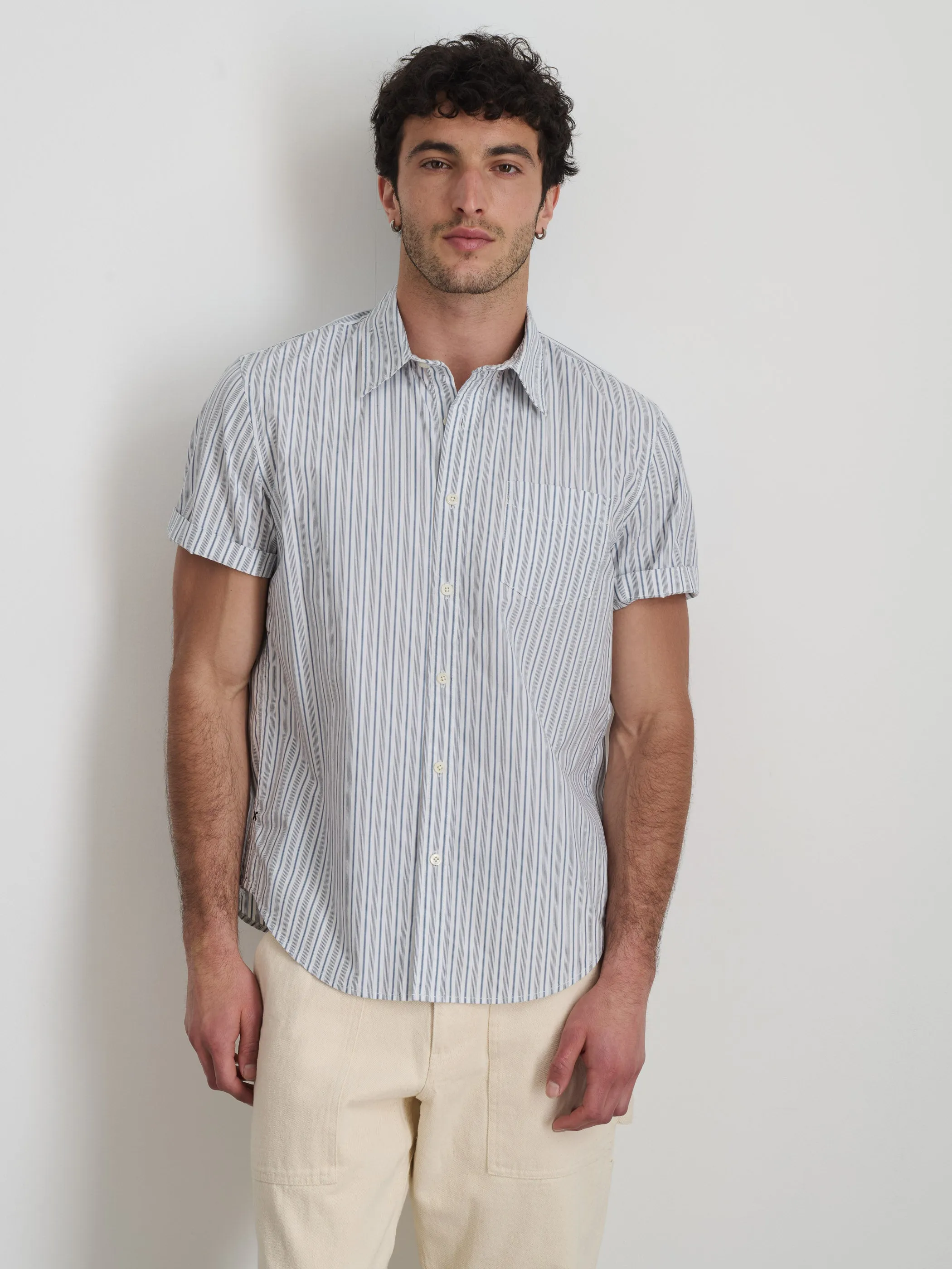 Short Sleeve Mill Shirt In Ticking Stripe sold by Alex Mill product image thumbnail 2
