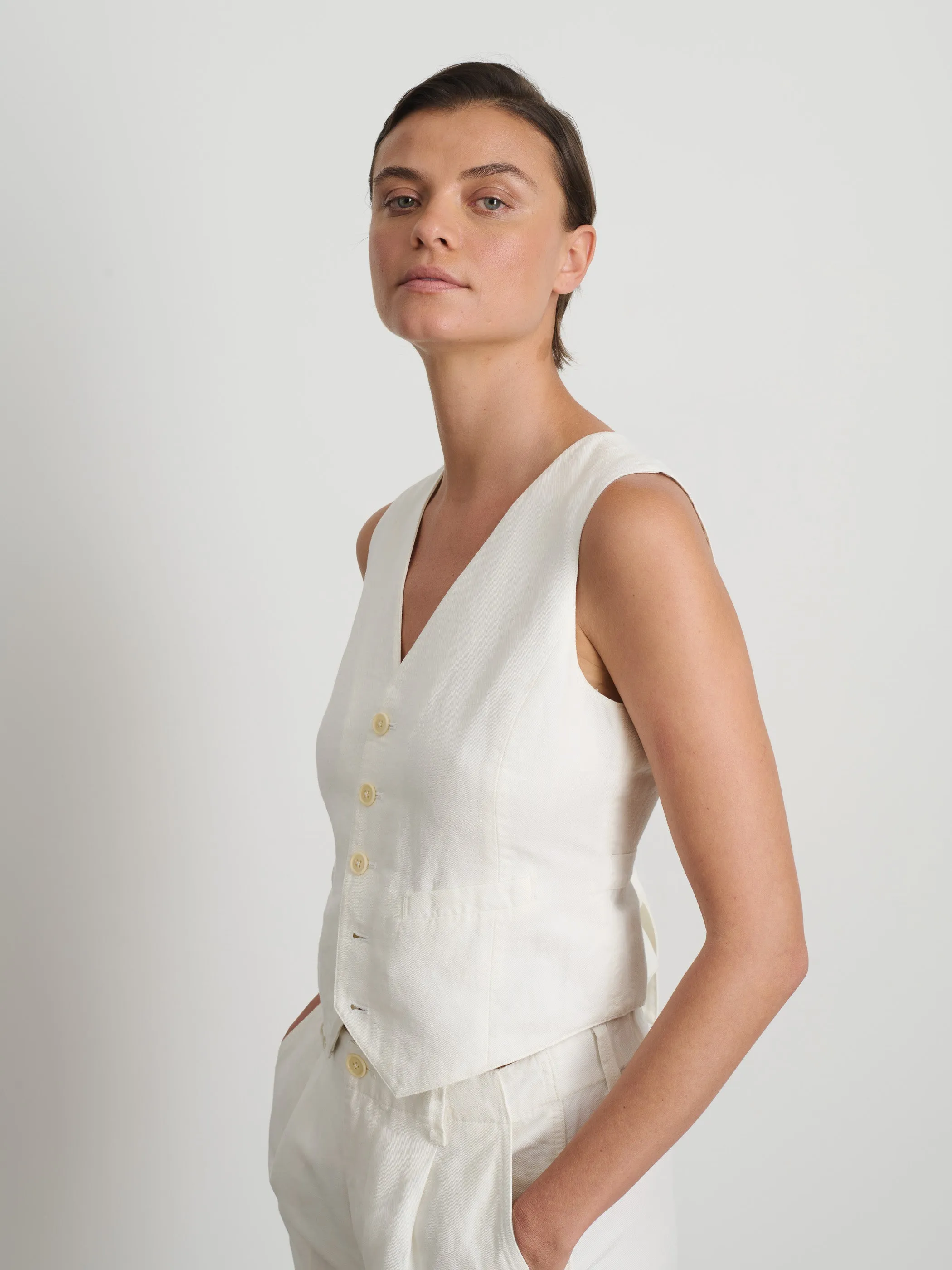 Madeline Vest In Twill sold by Alex Mill product image thumbnail 4
