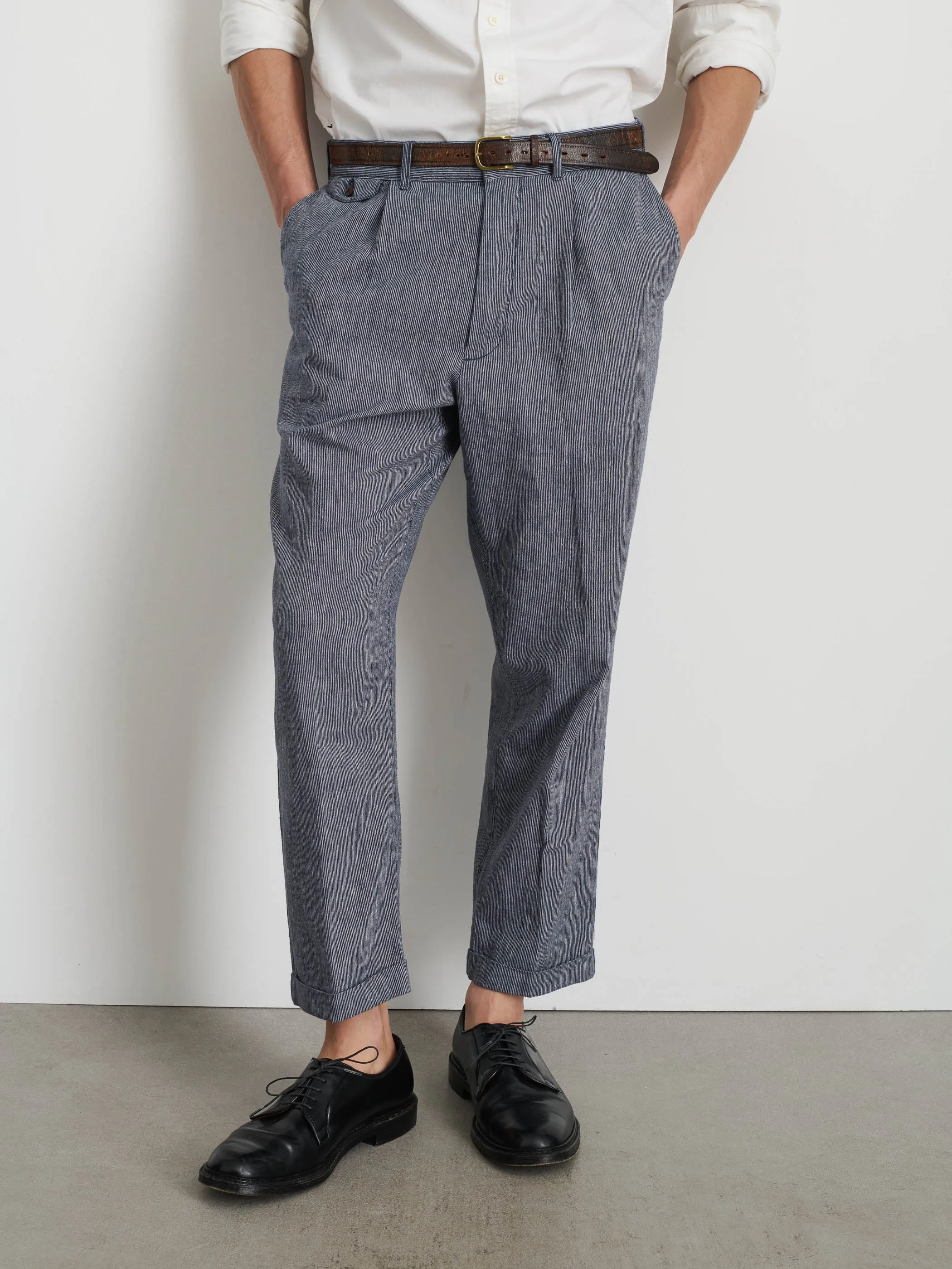 Standard Pleated Pant In Striped Cotton Linen sold by Alex Mill product image thumbnail 3