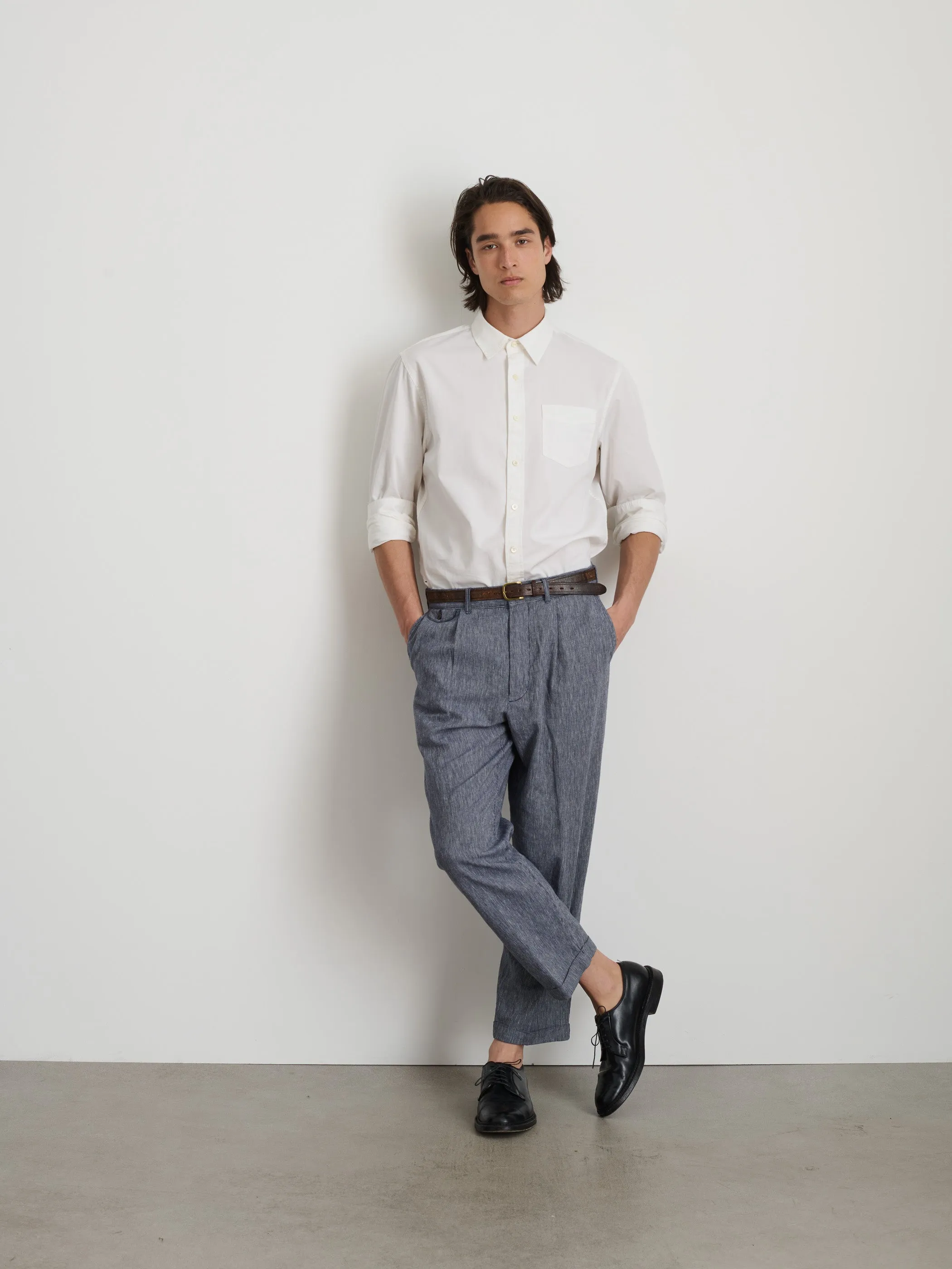 Standard Pleated Pant In Striped Cotton Linen sold by Alex Mill product image thumbnail 4