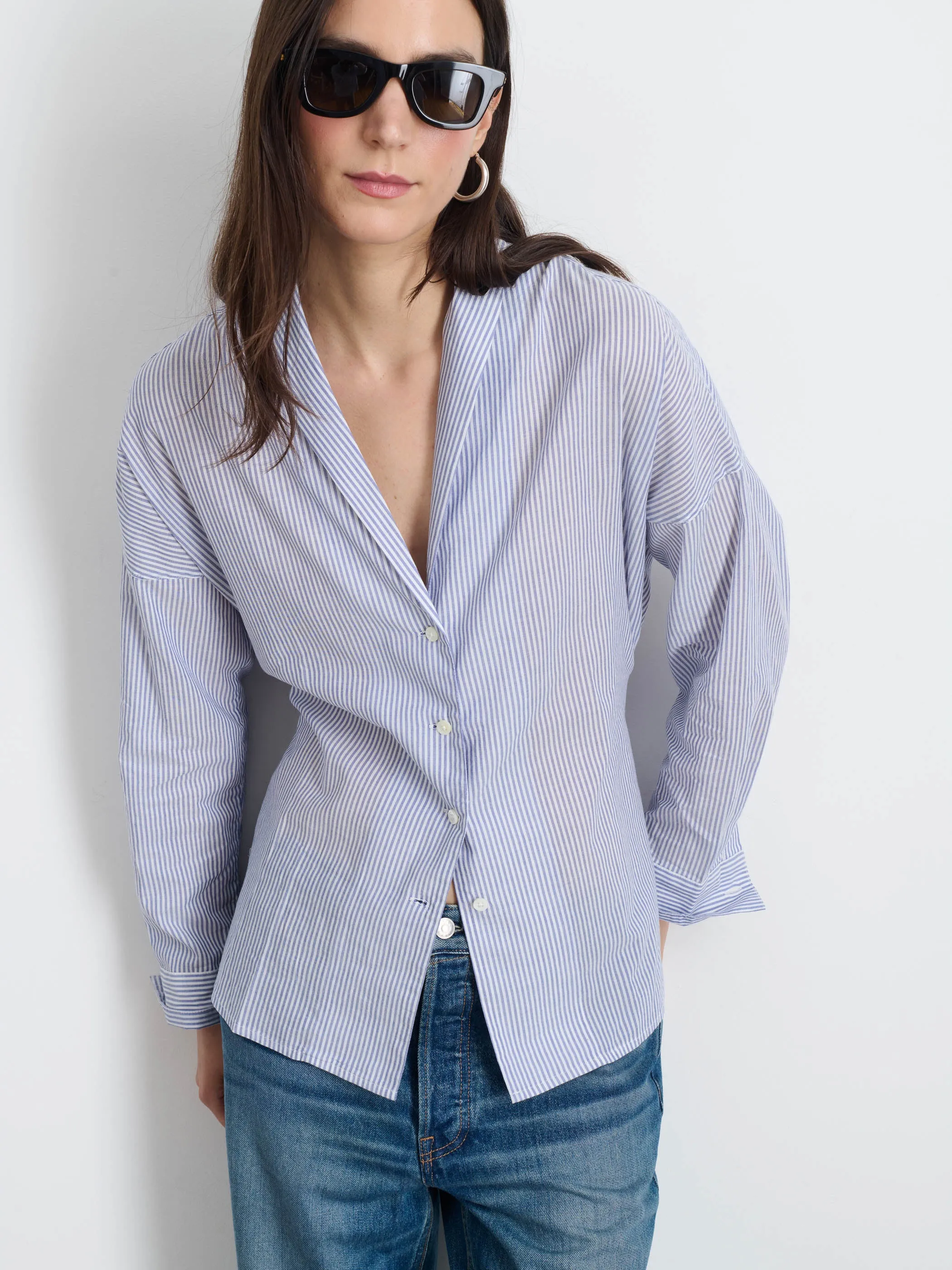 Karlie Shirt In Striped Cotton Voile sold by Alex Mill product image thumbnail 2