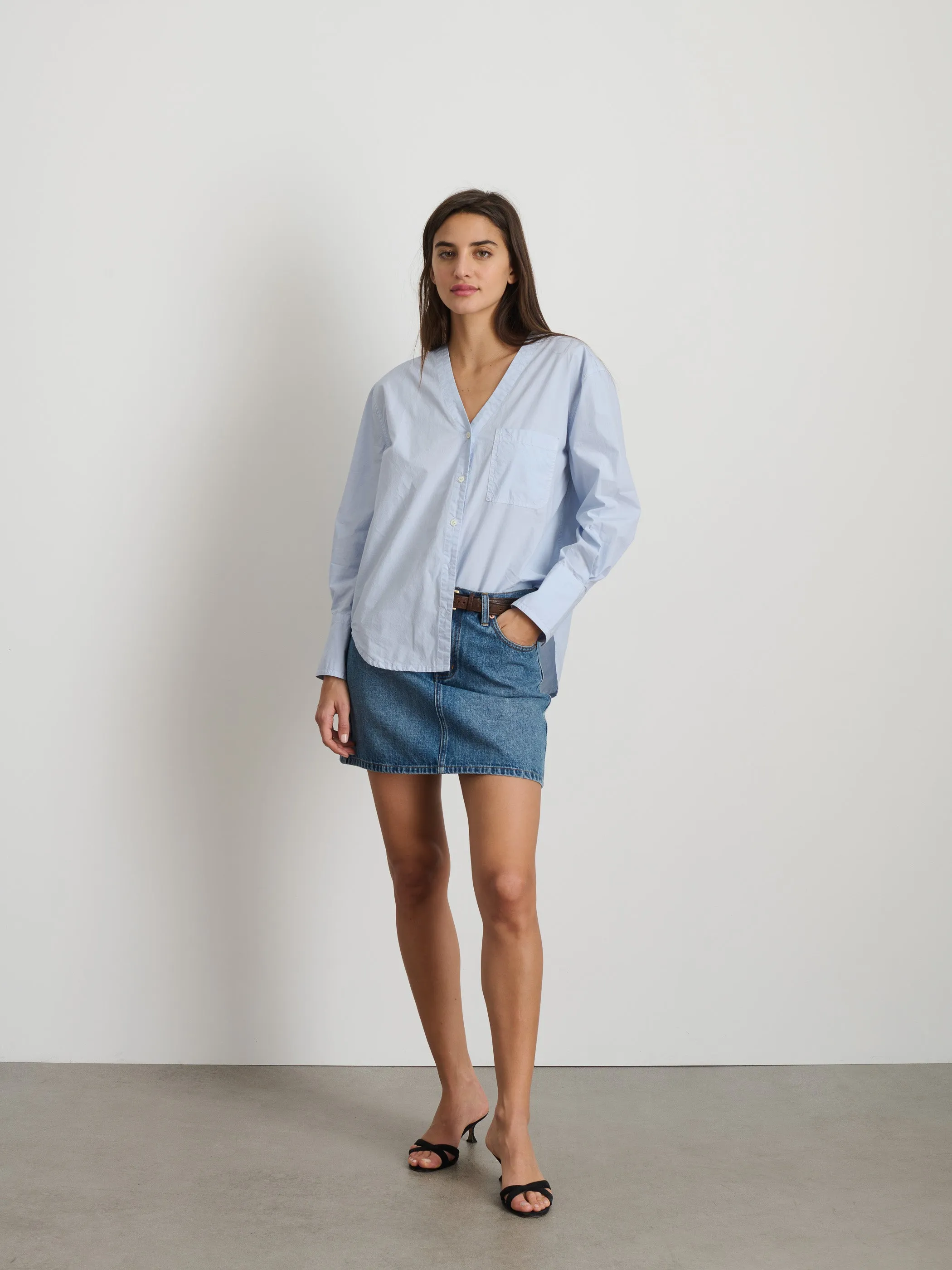 Crosby V-Neck Shirt in Cotton Poplin sold by Alex Mill product image thumbnail 3