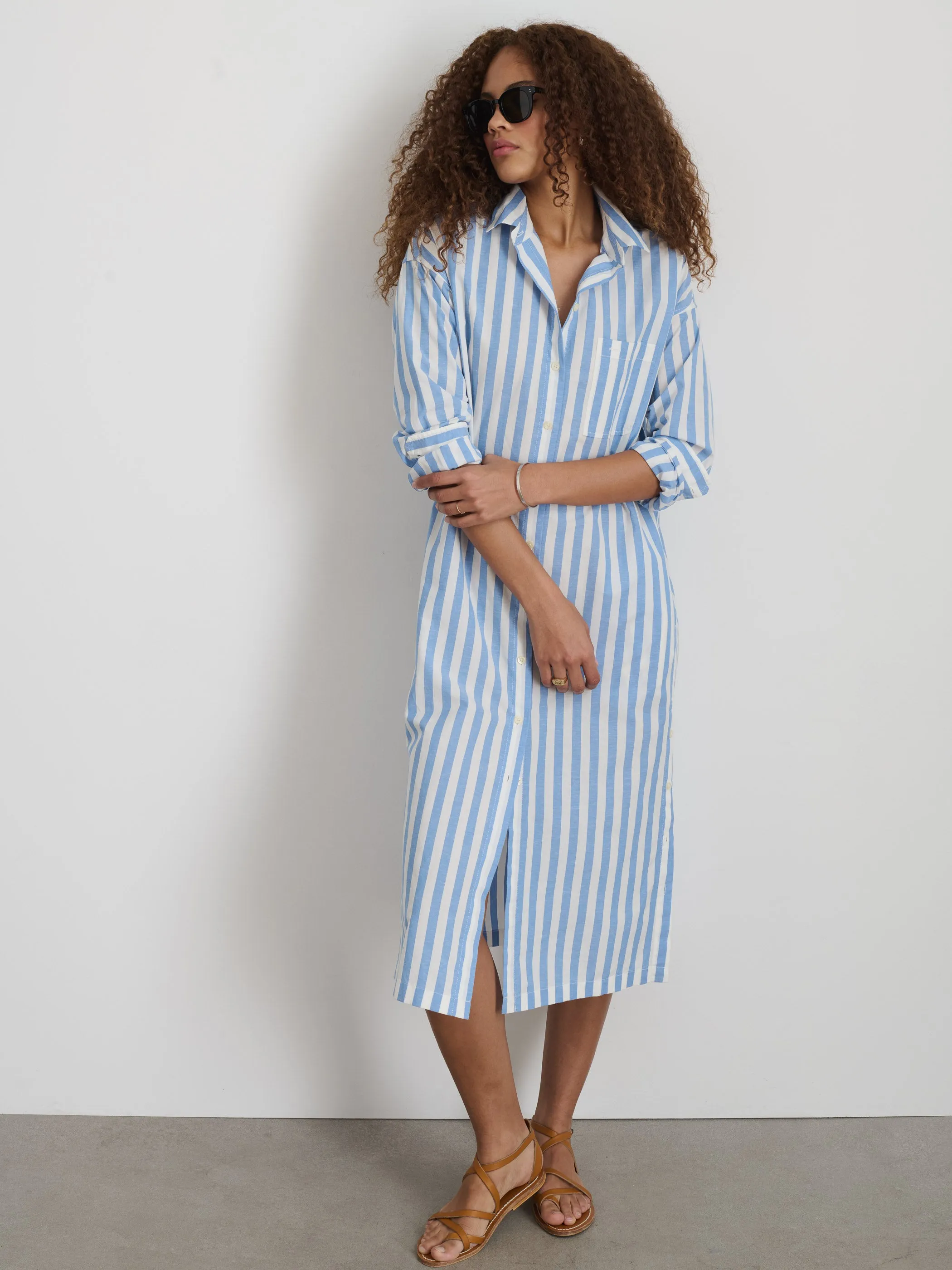 Kerry Shirtdress In Positano Stripe sold by Alex Mill product image thumbnail 3