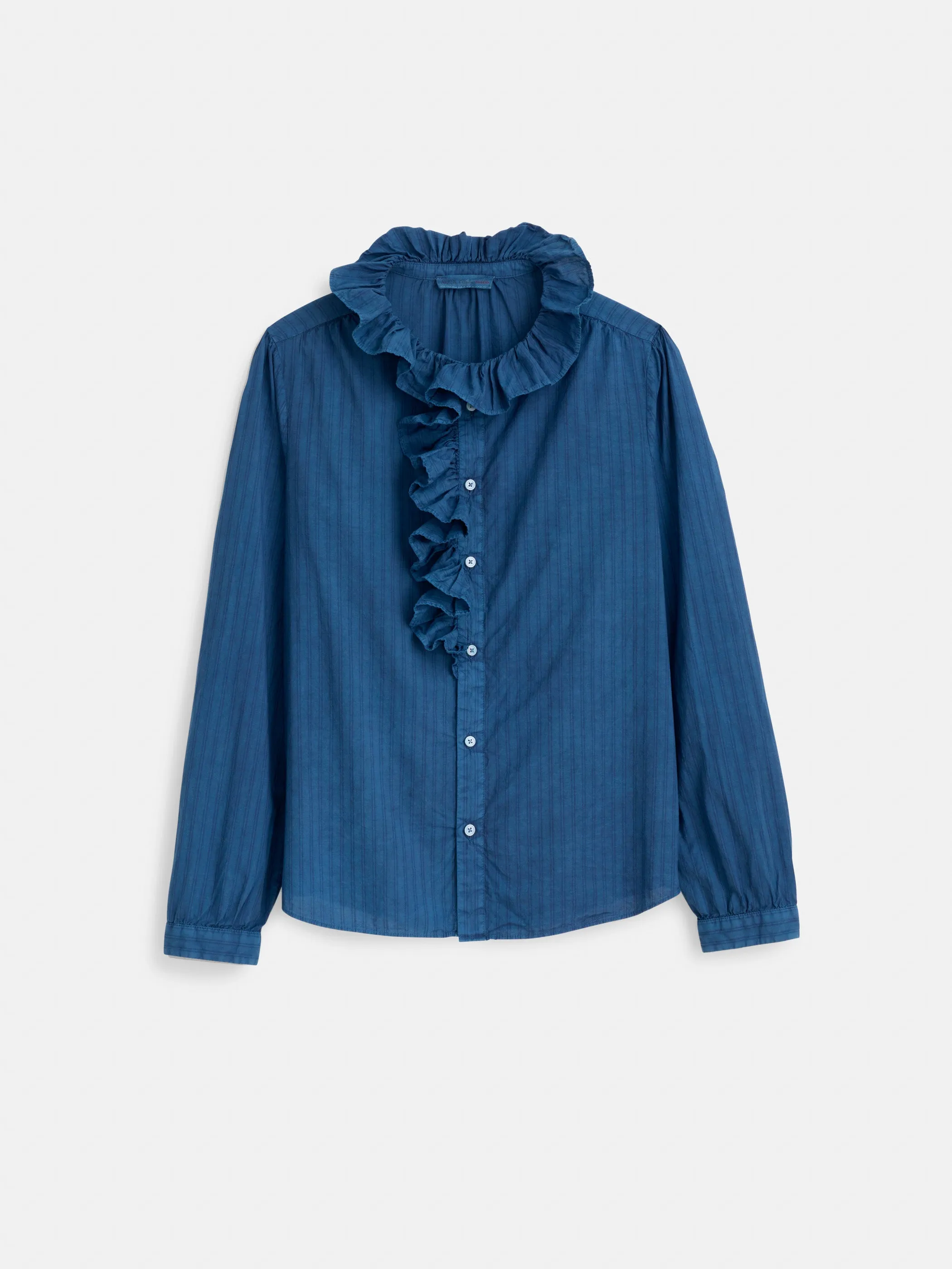 Indigo Dyed Lille Shirt in Medium Stripe sold by Alex Mill
