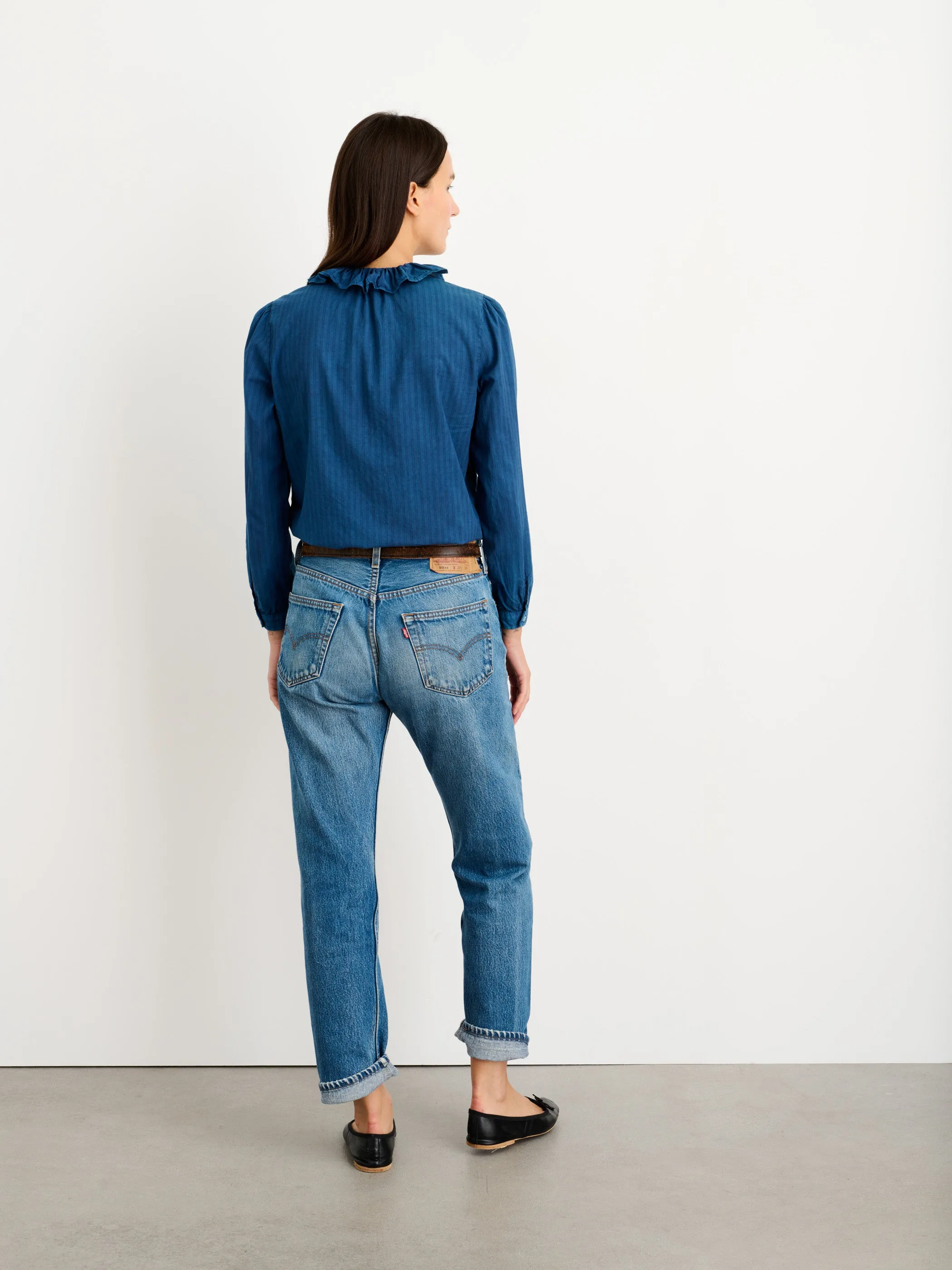 Indigo Dyed Lille Shirt in Medium Stripe sold by Alex Mill product image thumbnail 5