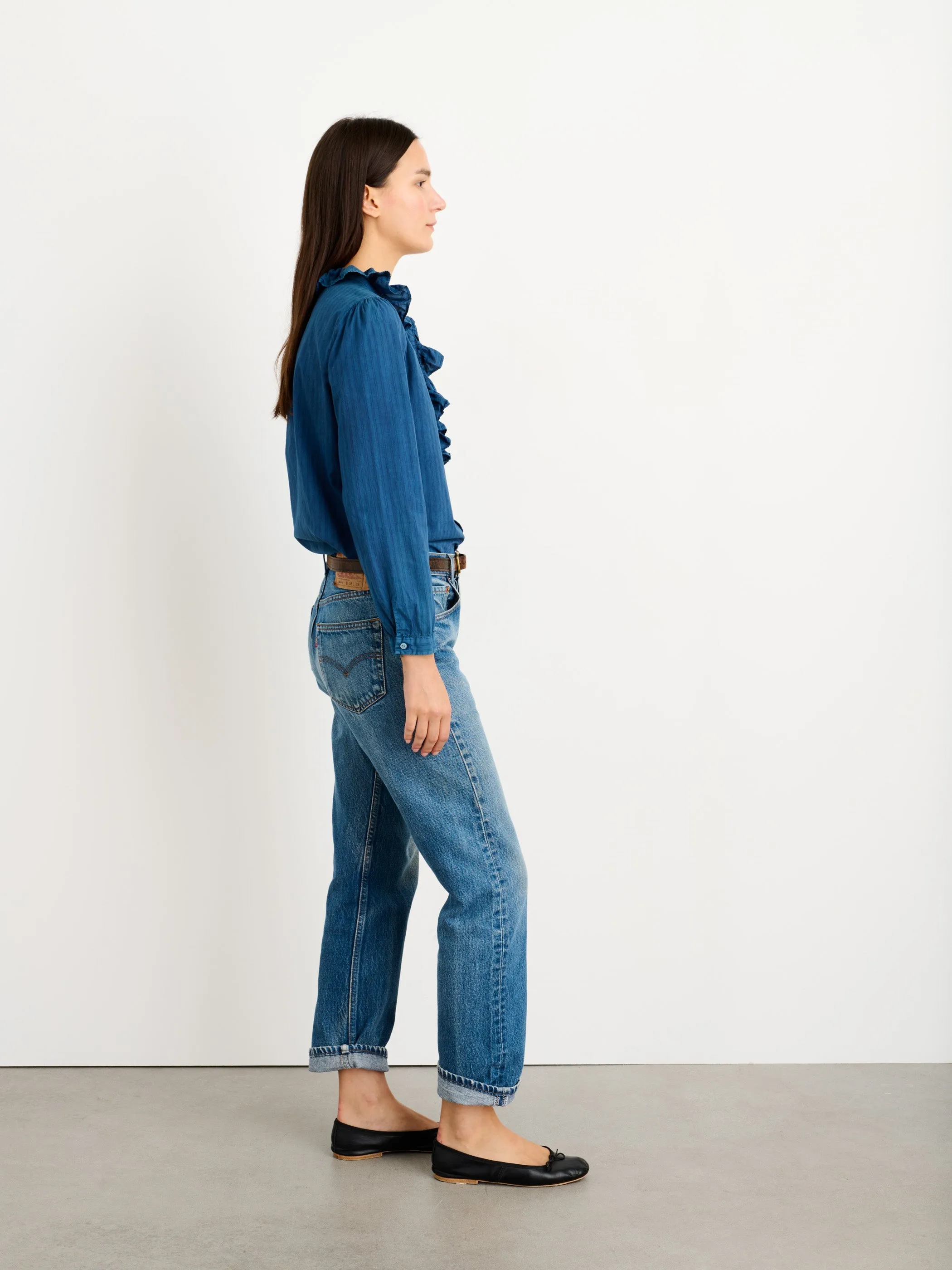 Indigo Dyed Lille Shirt in Medium Stripe sold by Alex Mill product image thumbnail 4