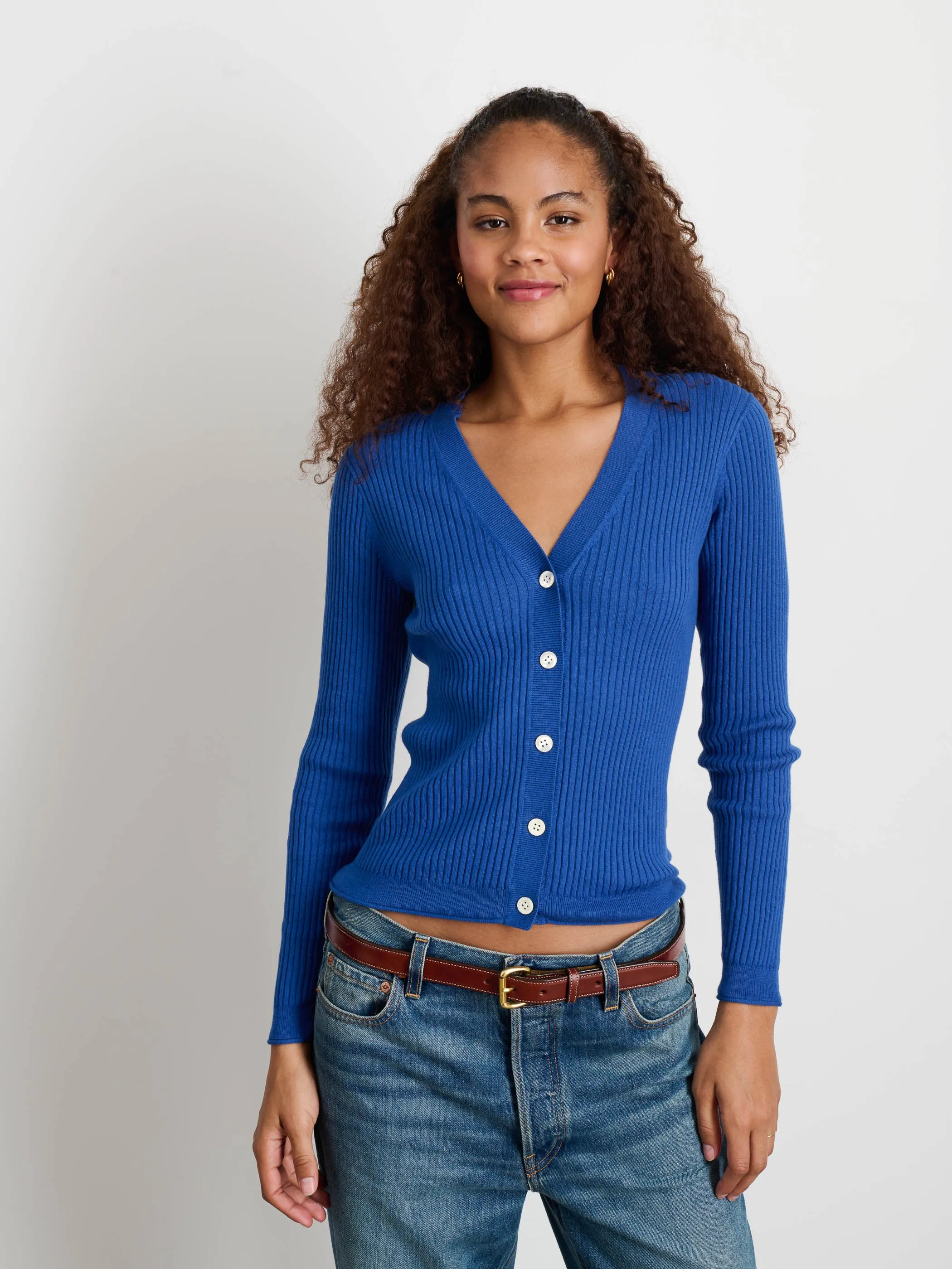 V-Neck Ribbed Cardigan sold by Alex Mill product image thumbnail 2
