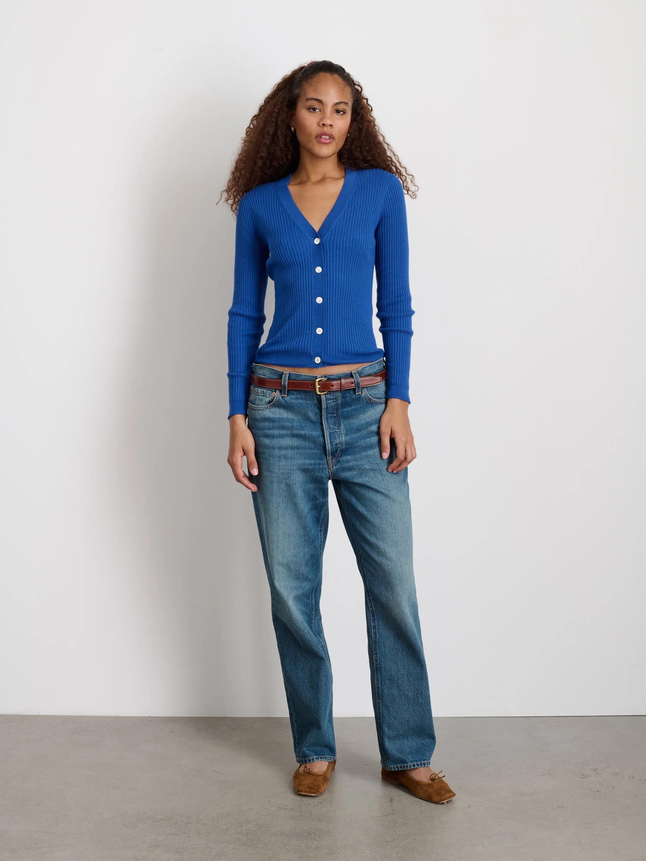 V-Neck Ribbed Cardigan sold by Alex Mill product image thumbnail 3