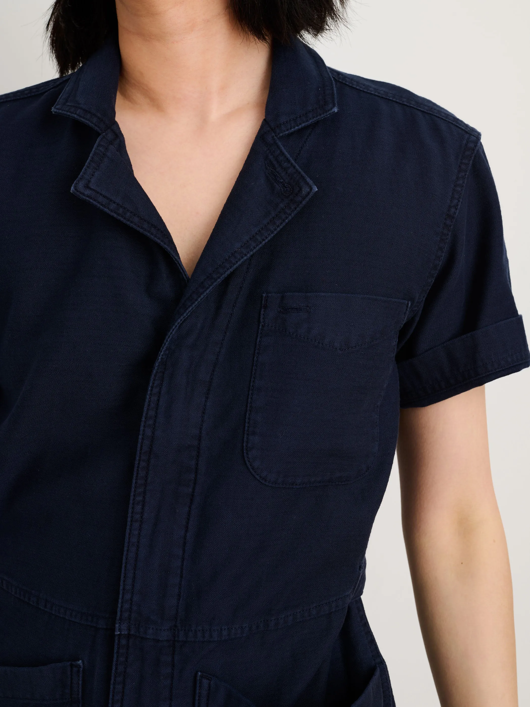 Short Sleeve Standard Zip Jumpsuit in Washed Twill sold by Alex Mill product image thumbnail 5
