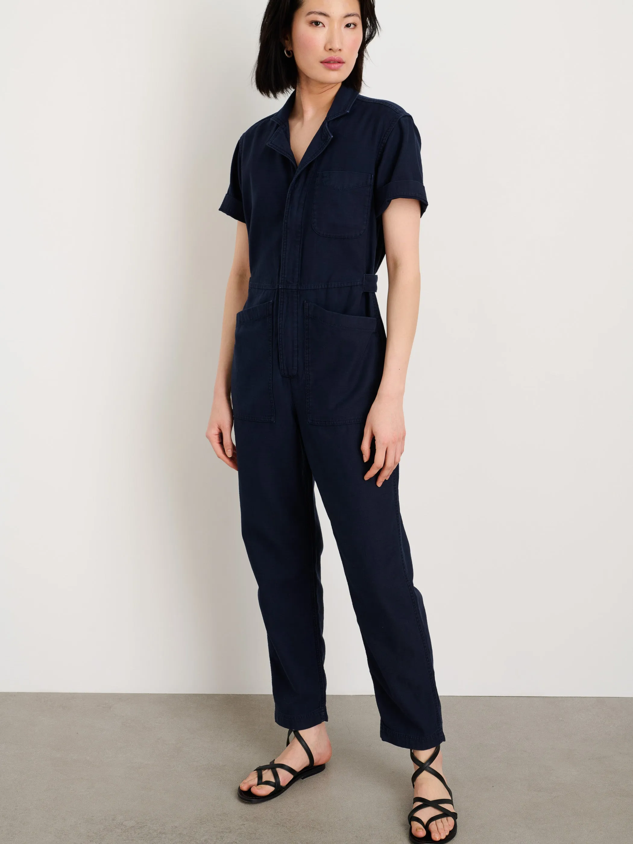 Short Sleeve Standard Zip Jumpsuit in Washed Twill sold by Alex Mill product image thumbnail 4
