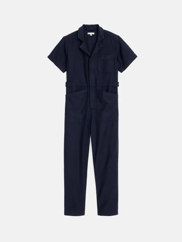 Short Sleeve Standard Zip Jumpsuit in Washed Twill sold by Alex Mill