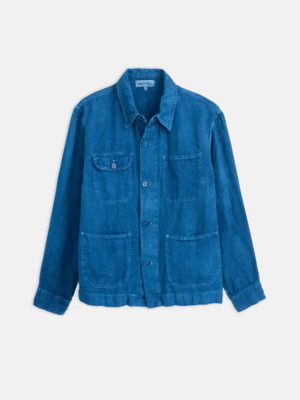 Indigo Dyed Work Jacket in Linen sold by Alex Mill