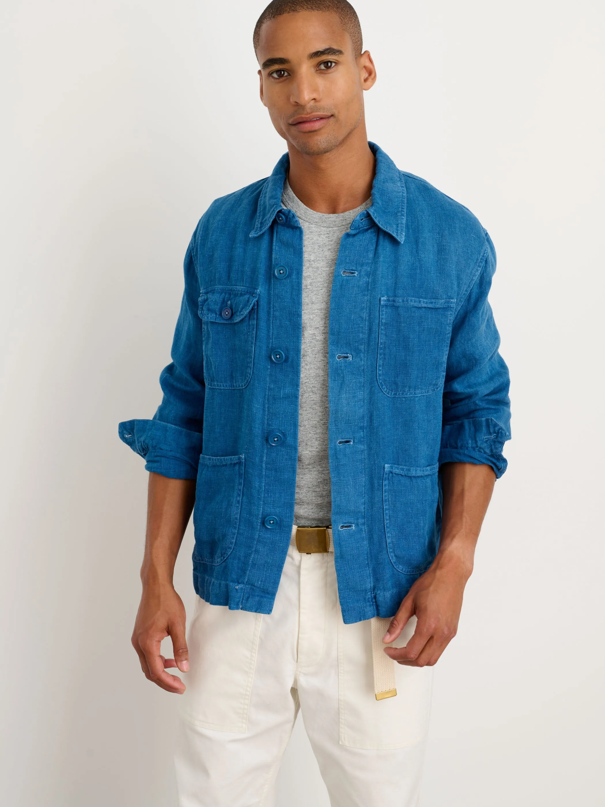 Indigo Dyed Work Jacket in Linen sold by Alex Mill product image thumbnail 3