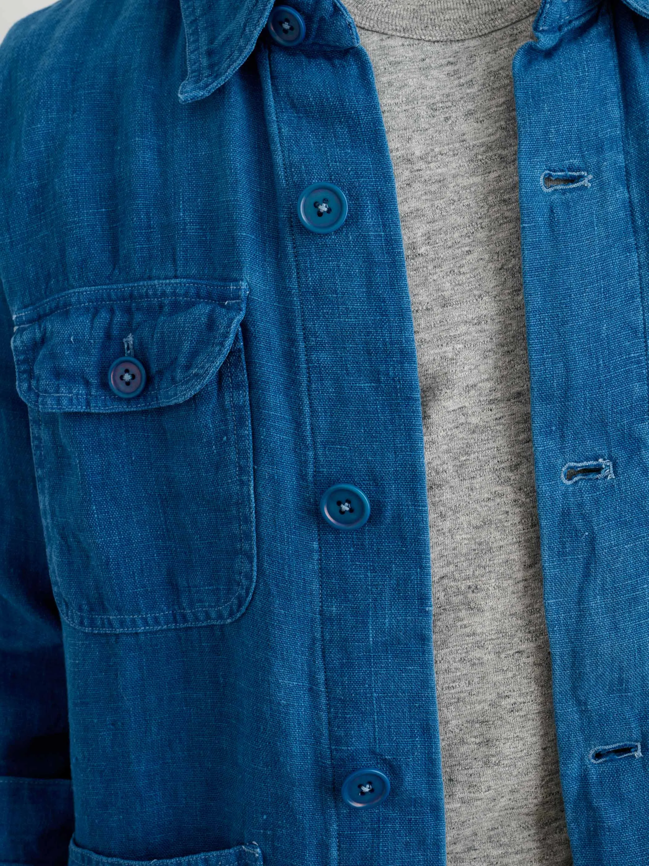 Indigo Dyed Work Jacket in Linen sold by Alex Mill product image thumbnail 4