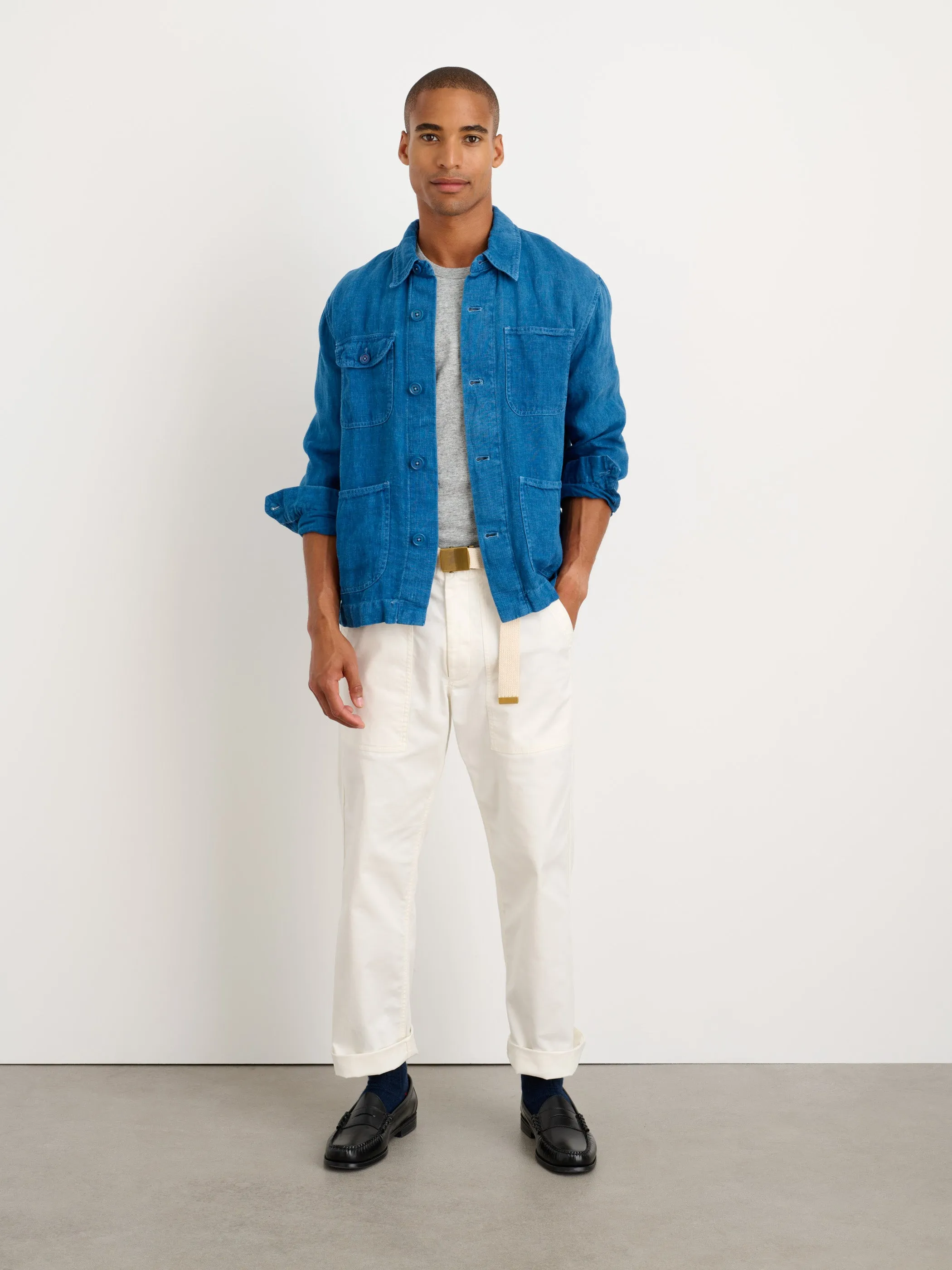 Indigo Dyed Work Jacket in Linen sold by Alex Mill product image thumbnail 2