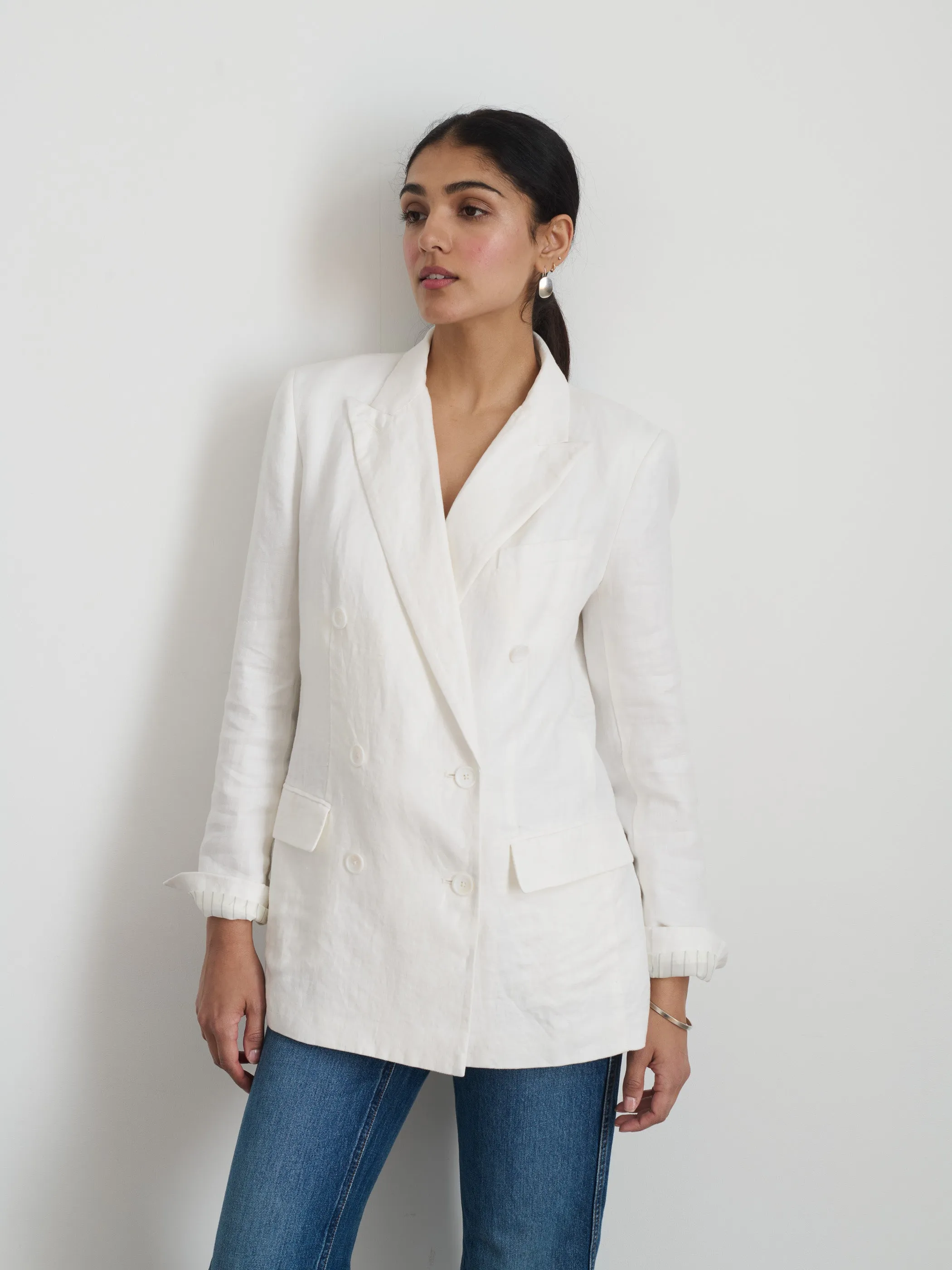 Anna Double Breasted Blazer In Linen sold by Alex Mill product image thumbnail 2